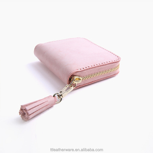 Cute Women Pink ICED Wax Cow Leather <b>Wallet</b> with Tassel - Product Image 4