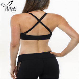 Sujetador deportivo de tiras negro para mujer personalizado al por mayor de fábrica de China - Product Image 2