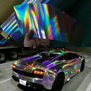 Vinilo para envolver coche cromado láser Arco Iris holográfico nuevo producto
