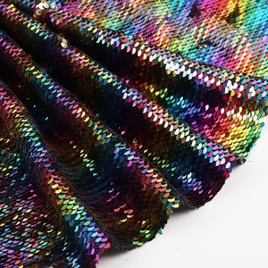 Tela de lentejuelas de arcoíris reversible con tapa de sirena de escamas de pescado de doble cara de alta calidad para vestido de novia - Product Image 4