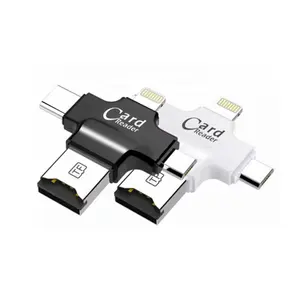 4 in 1 Micro SD/ TF Flash Memory Card Reader for iPhone iOS/ PC USB C/ Android and more