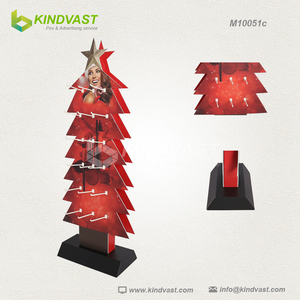 Soporte de árbol de Navidad rojo con ganchos de plástico/Metal para el cuidado de la piel, expositor de cartón gratis para Festival de supermercado, promoción