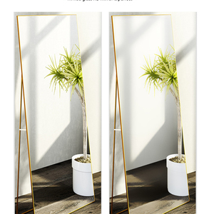 Custom Wholesale LONGWEI Big <strong>Gold</strong> Black Aluminium Alloy Framed Full Length Long Oversize <strong>Rectangular</strong> Modern Stylish <strong>Mirror</strong> - Product Image 3
