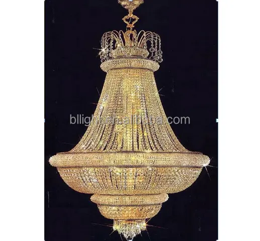 Lustre en cristal d'intérieur classique fait à la main en chine, panier français, éclairage en cristal, lustre doré, vente en gros