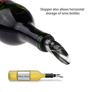 Wieder verwendbarer Wein gießer und Stopfen aus Edelstahl Zwei-in-Eins-Geschenk für Wein paritäten Heimgebrauch, luftdichte und tropfen freie Flasche - Product Image 5