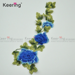 Patchs brodés de fleurs de grande taille en gros, à coudre sur les vêtements, WEF-821 - Product Image 6