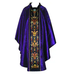 En gros OEM personnalisé broderie deacon <span class=keywords><strong>patron</strong></span> robe chasuble - Product Image 1