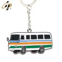 Promotional custom  silver enamel metal school bus keychain