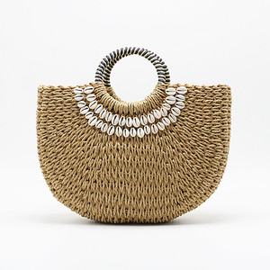 Sacs de plage en paille de papier crochetés avec décoration en coquillage, nouveau design 2019 - Product Image 5