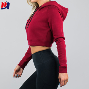 Dark <strong>Red</strong> Gym Sports High Quality <strong>Womens</strong> Cropped <strong>Hoodie</strong> With Custom Design - Product Image 3