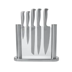 6Pcs Nieuwigheden Hollow Handvat Mes Set Met Blok