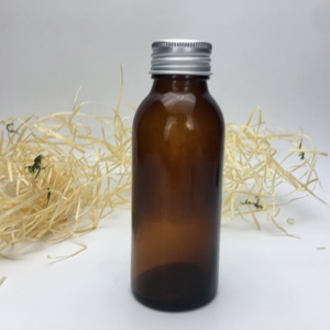 Boston Botol Kaca Cair Oral Sirup Jagung Amber 100Ml Bulat dengan Tutup Aluminium - Product Image 2