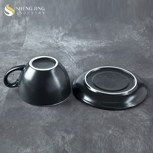 Shengjing Modern Black and White Expresso Cup Safety Ceramics Plate and Cups <strong>Set</strong> Porcelain <strong>Teacups</strong> <strong>Sets</strong> for Restaurant Hotel - Product Image 5