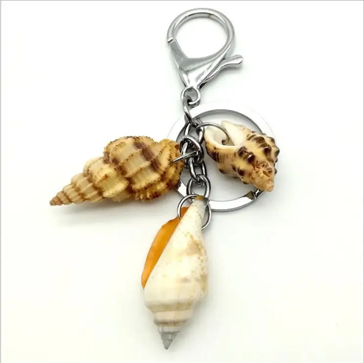 Summer Natural Stone Conch sea shell Tassel Key ring Vintage Boho Jewelry plush bear Key chain For Women Bag Purse Handbag