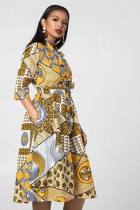 Wax Printed Midi Dress Ladies Clothes Summer <strong>New</strong> Design African <strong>Kitenge</strong> <strong>Fashion</strong> 100% Cotton Women Dresses ODM OEM Service - Product Image 3