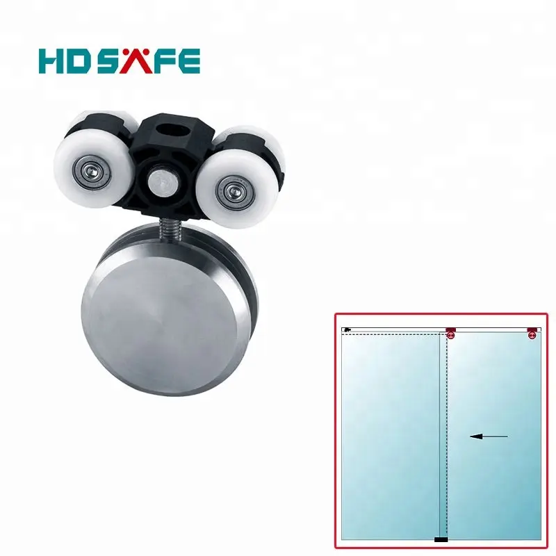 HDSAFE रपट कांच दरवाजा रोलर स्टेनलेस स्टील 8-12mm frameless फिसलने तह कांच दरवाजा रोलर उच्च गुणवत्ता दरवाजा रोलर