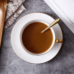 Fabbrica Italiana Rustico Dell'annata di Stile Bordo In Oro Bianco Tazza e Piattino Fine Bone China Insieme della Tazza di Caffè di Ceramica Turco per la Cerimonia Nuziale - Product Image 4