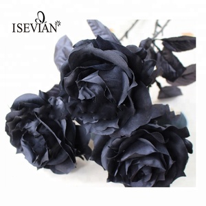 ISEVIAN Tatil Dekorasyon Çiçekler Toptan Cenaze Siyah ve Kahverengi Ipek gül yapay çiçek Siyah satılık - Product Image 6