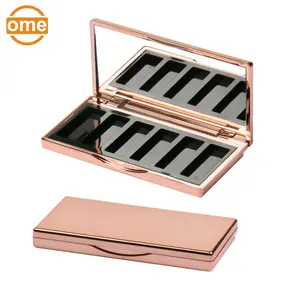 6 Colors Rose Gold Custom Cosmetic Container Plastic Empty Eyeshadow Palette Case