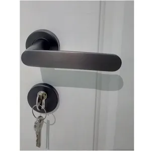 Lock Handle Polish Stain Casement Black Door Handle With Lock Body And Cylinder