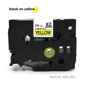 สีดำบนฉลากสีเหลืองเทปP-Touchใช้สำหรับบราเดอร์TZ 651 TZe651 tze 651 tz651 tze-651 24มิลลิเมตร8เมตรผลิตฉลาก