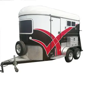 Colorful deluxe 2 horse trailer with cabinet