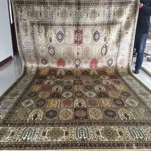 260line large size real silk hand knotted patchwork carpet