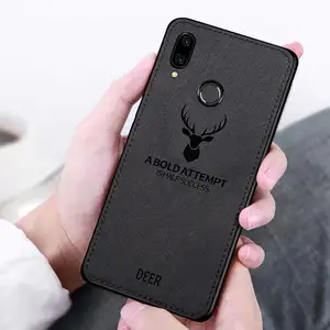 For Redmi note 7pro PU leather case 3D embossing deer pattern cloth back cover case for Redmi note 7pro leather custom logo case