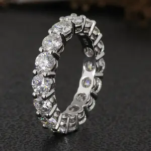 Wuzhou fabrika 14 k beyaz altın VVS1 2 carats moisasnite eternity band alyans için