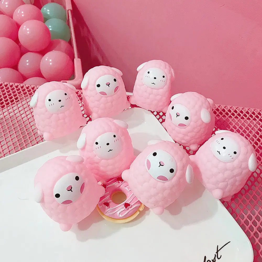 Cute Squishy Pink Sheep Bun Squishy Slow Rising Cream Scented Decompression Toys Squeeze Healing Toy Kawaii Stress Reliever Ball