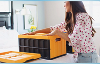 Caisses de rangement pliables en plastique durable, boîtes d'organisation empilables pour vêtements et jouets domestiques