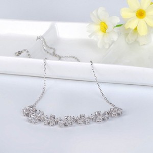 Teemi al por mayor de alta calidad 2015 MOQ bajo rodio de la manera claro plateado CZ Flor Gargantilla Collar para las mujeres - Product Image 6