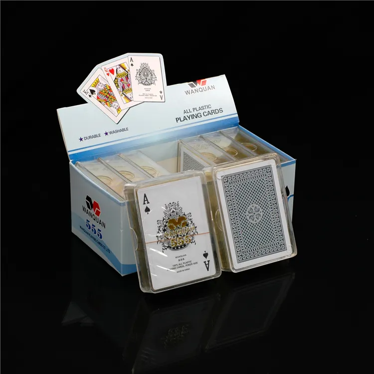 للبيع بالجملة بطاقات ألعاب بلاستيكية مطلية بالذهب كروت لعب من الكلوريد متعدد الفينيل كروت لعب البوكر