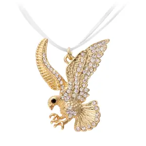 New Arrived latest jewellery design glod albanian eagle necklace with white crystal