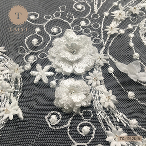 TAIYI 3D Fleur Tulle Perle Dentelle Tissu - Product Image 4
