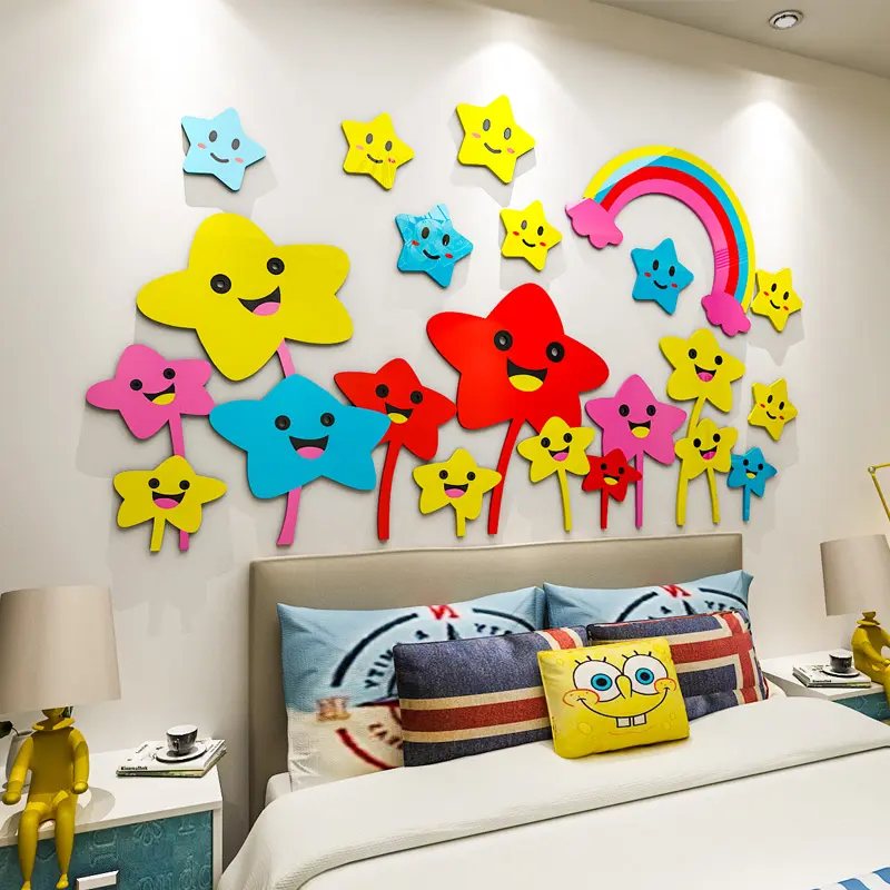 ملونة جميلة الكرتون النجوم جدار ملصقات ديكور لتزيين الغرف غرفة الاطفال جدار الفن غرفة جدار ديكور