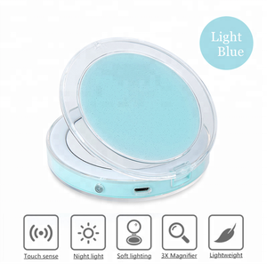 Miroir de poche <span class=keywords><strong>compact</strong></span> de voyage grossissant 1X 3X avec éclairage, miroir de maquillage avec lumières LED réglables en luminosité - Product Image 2
