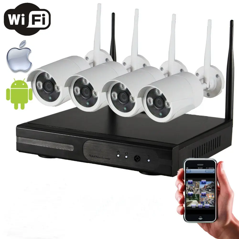 Kamera CCTV Wifi IP kamera Kit Harga 2MP grosir produk sistem keamanan rumah nirkabel P2P HD 1080P 4CH NVR H.264 4 saluran