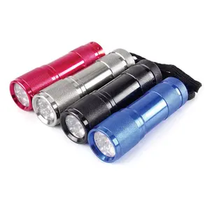 Promotional Multi-color LED High Power Flashlight 9leds Mini Light Torch for Gift