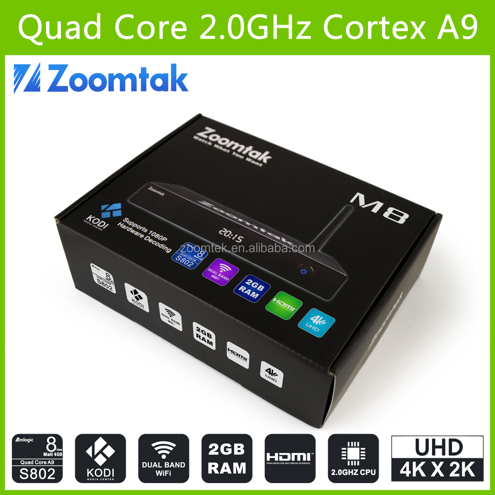 Barato 4 K Amlogic S802 android tv box quad core con KODI 14.2 preinstalado