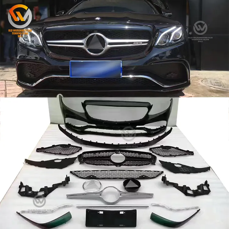 MB E Class Sedan W213 E63 AMG PP Material Car Bumper Body Kit With Grille 17 up