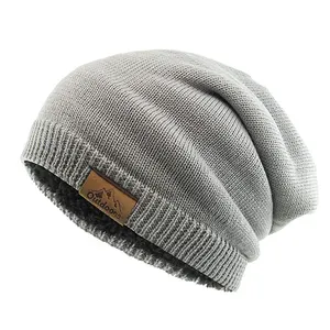 Custom Cappello Lavorato A Maglia Beanie Progettare Il Proprio Slouchy Pile Multicolor Beanie Cappelli withleather patch