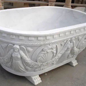 Baignoire transparente en marbre massif sculpté à la main, livraison gratuite, pierre de lavage