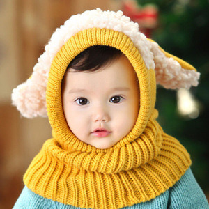 Diskon Besar 2019 Topi dan Syal Bayi Musim Dingin Penutup Telinga Rajut Anjing 5 Warna Mode Penghangat Leher Kartun - Product Image 5