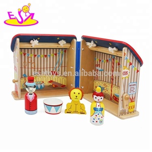 Baru Desain Kartun Circus Mainan Kayu Kecil Rumah Boneka untuk Anak-anak W06A327