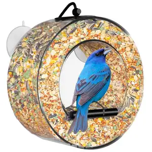 Custom Ronde Acryl Cirkelvormige Ontwerp Venster Opknoping Vogel Feeder Groothandel Vogel Zaad Feeder Voor Verkoop