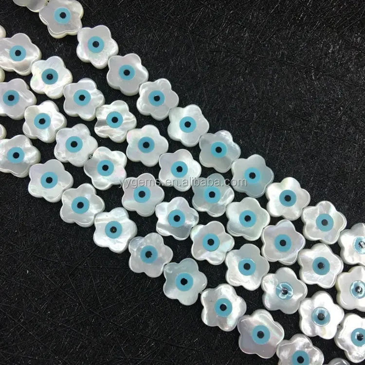Flower Shape Decoration Sea Shell Evil Eyes Beads White 5 Petals Fashionable Transparent Opp Bag Seawater Mother of Pearl Shell