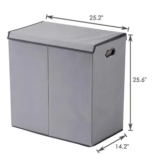 New Design Fabric Custom Made Storage Box Foldable With Cover Double Door Clothes Laundry Basket