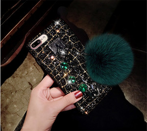 Bling Trường Hợp Điện Thoại Cho <span class=keywords><strong>iPhone</strong></span> 8 <span class=keywords><strong>7</strong></span> 6 6S Cộng Với XS X Max XR Cover Quay Lại Với Lông Bóng dây Đeo Tay Trường Hợp Điện Thoại Coque - Product Image 5