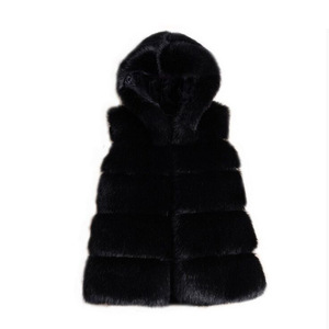 Venta al por mayor Jtfur moda abrigo de piel de zorro mujeres felpa invierno sin mangas <span class=keywords><strong>Chaleco</strong></span> de piel sintética - Product Image 5